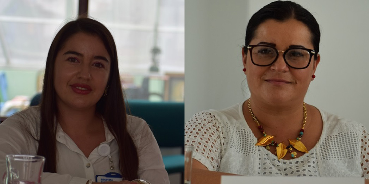 Kelly Sarmiento, gerente del hospital Santo Domingo, y Yeimy Monsalve, coordinadora Casa Social de la Mujer.
