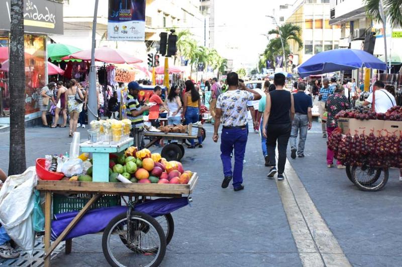 Entre cinco mil y quince mil pesos estarían ganando los vendedores tradicionales de la zona céntrica por día. 
