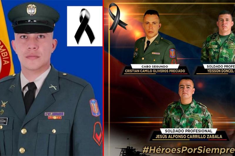 Cabo segundo Cristian Camilo Oliveros Preciado. El Ejército envió un mensaje de solidaridad a familiares y amigos de las tres víctimas.