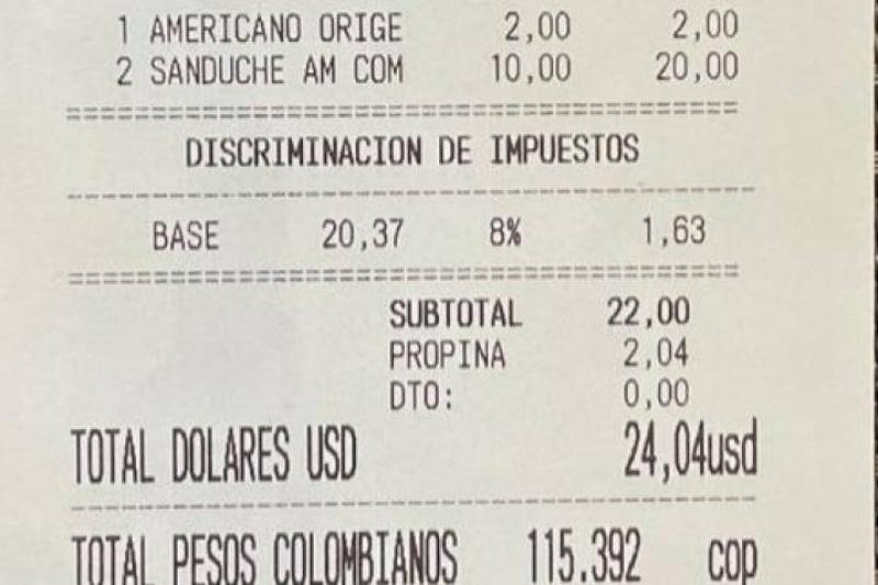 ¡De no creer! Pasajero pagó $115.392 por dos sándwiches y un café en el Aeropuerto El Dorado