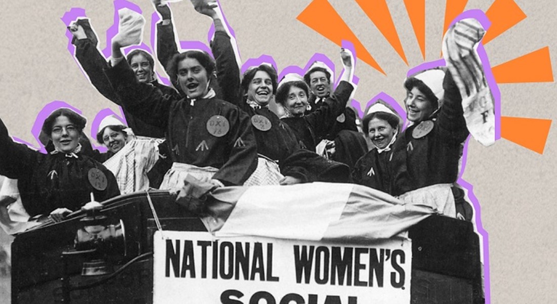 Tomadas de la web: www.bogota.gov.co / EL NUEVO DÍA. Obreras de la industria textil de Estados Unidos del año 1857, en una de  las primeras movilizaciones del Día Internacional de la Mujer.