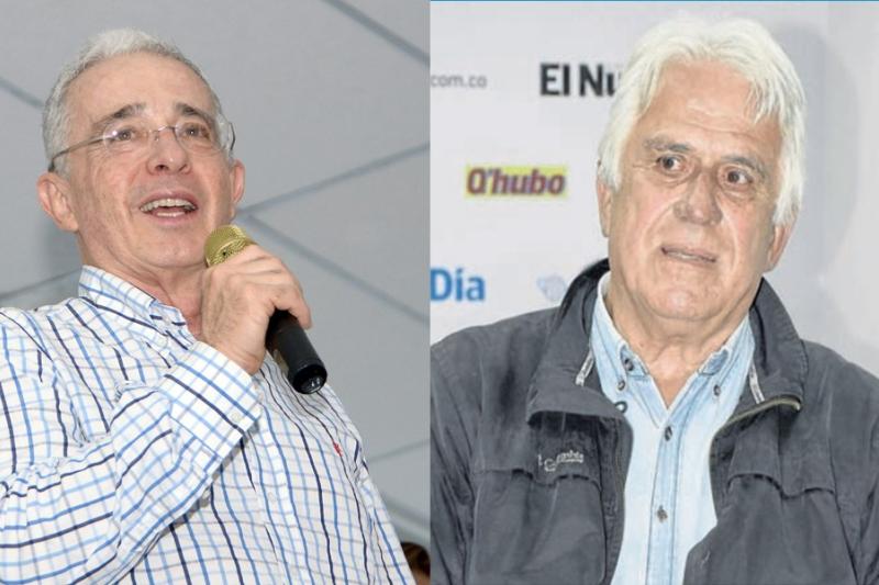 A la izquierda, el expresidente Álvaro Uribe y, a la derecha, Juan Manuel Ospina, presidente del partido Dignidad.