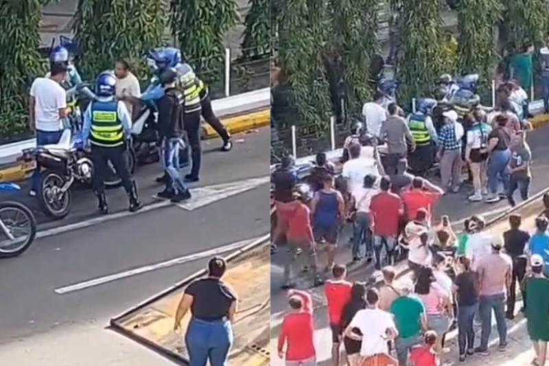 Agentes de Tránsito quedaron perplejos: comunidad se les fue encima defendiendo a motociclista