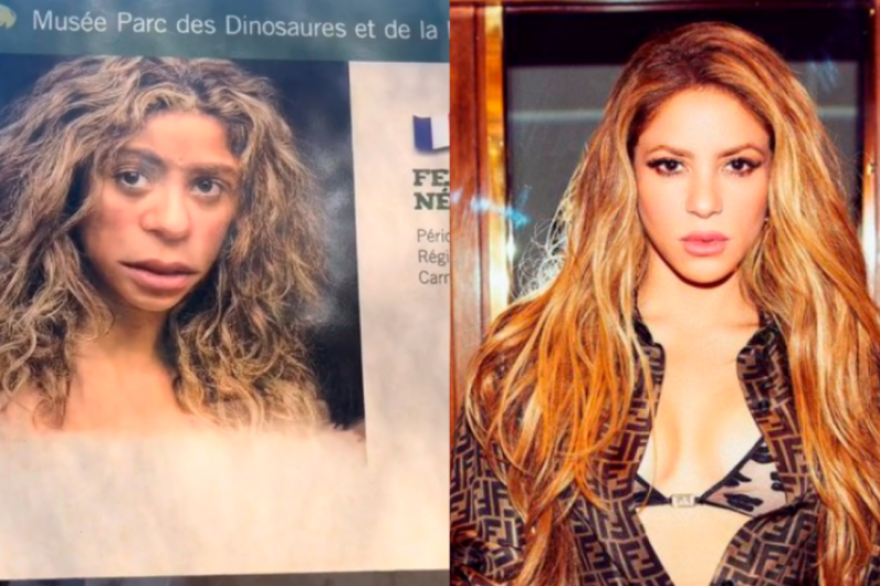 La imagen del cartel corresponde a la representación de una mujer neandertal que, según los internautas, se parece mucho a Shakira.